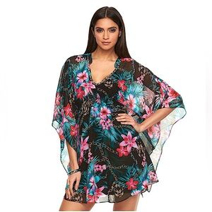 Jennifer Lopez tropical tunic caftan dress rhinestone embellishments Small NWT
